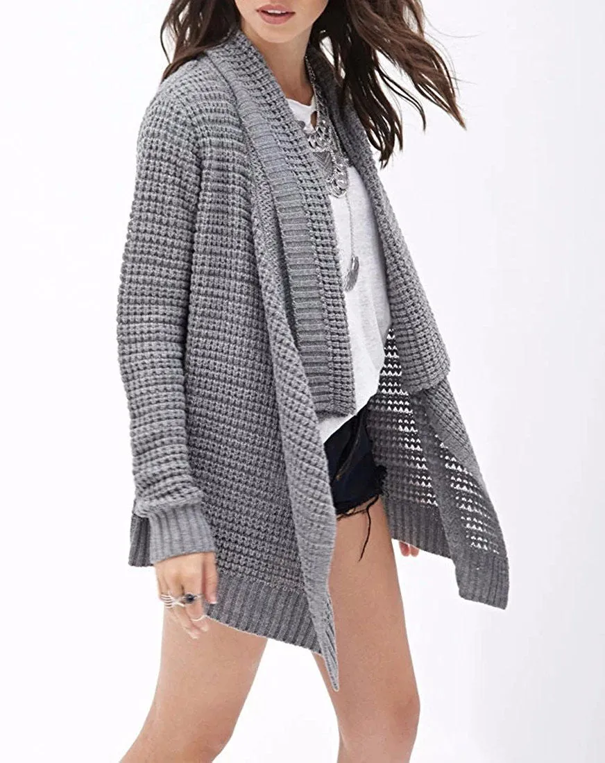 Leisure Hollow-Out Irregular Ladies Knitted Cardigan