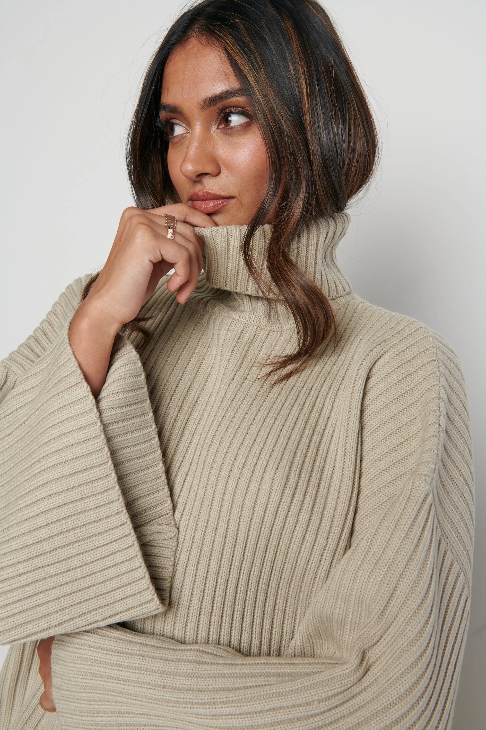 Lina Ribbed Jumper - Stone