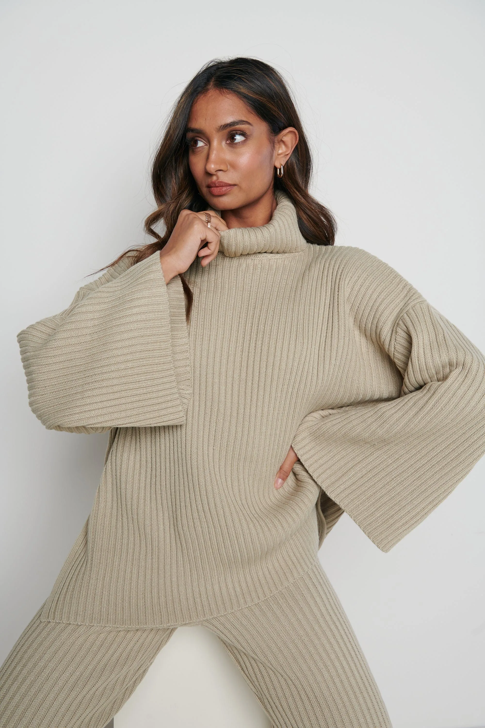 Lina Ribbed Jumper - Stone
