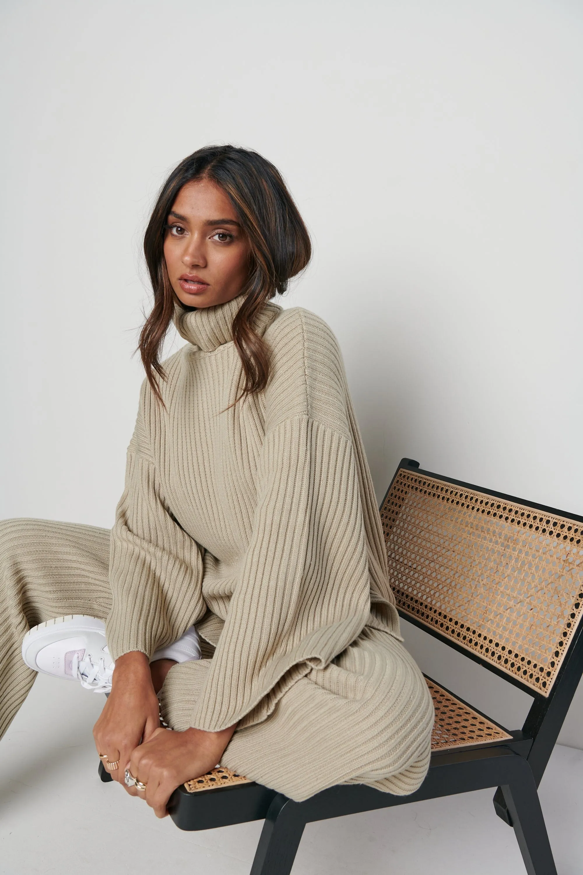 Lina Ribbed Jumper - Stone