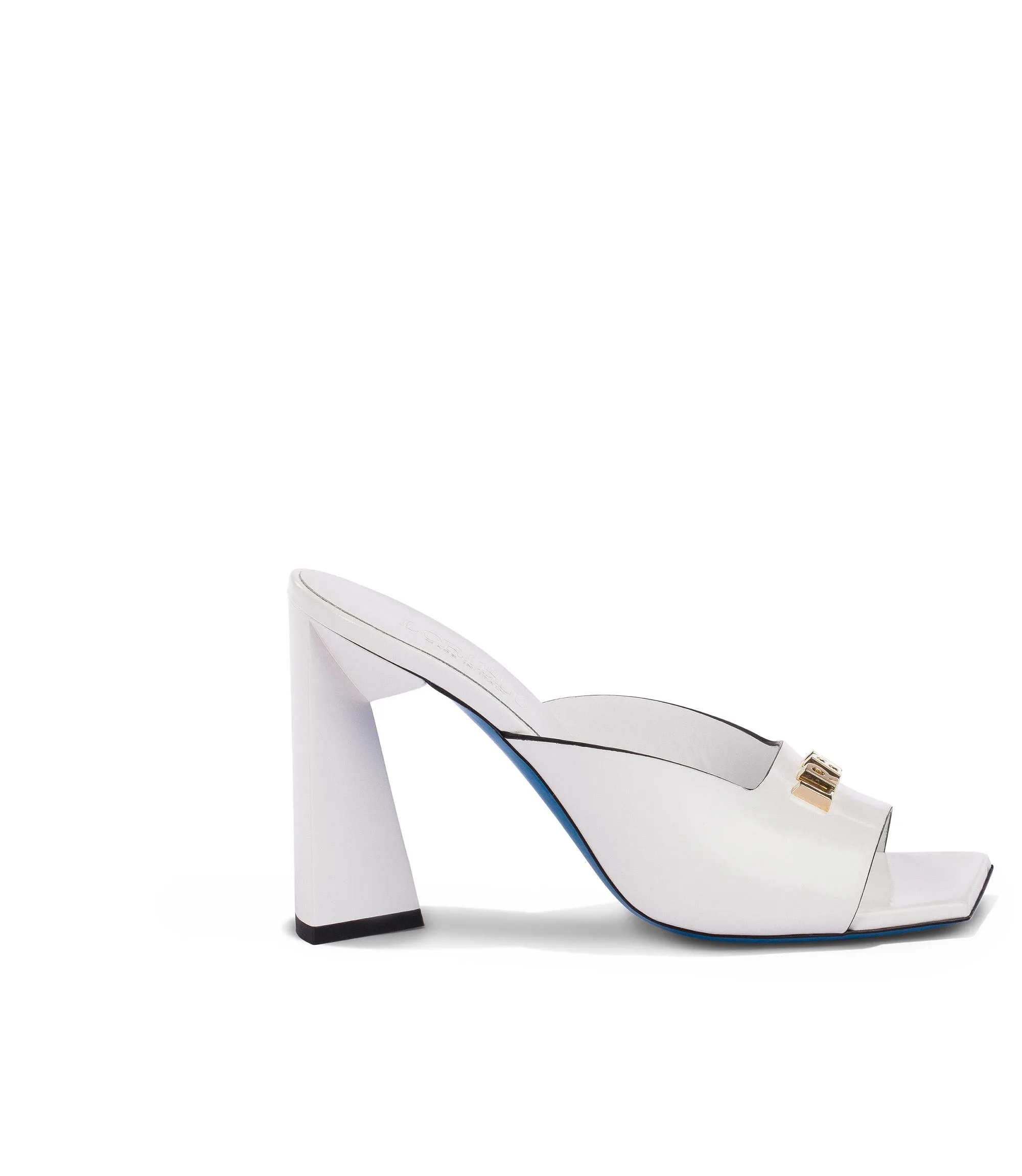 Logo-plaque white leather mules