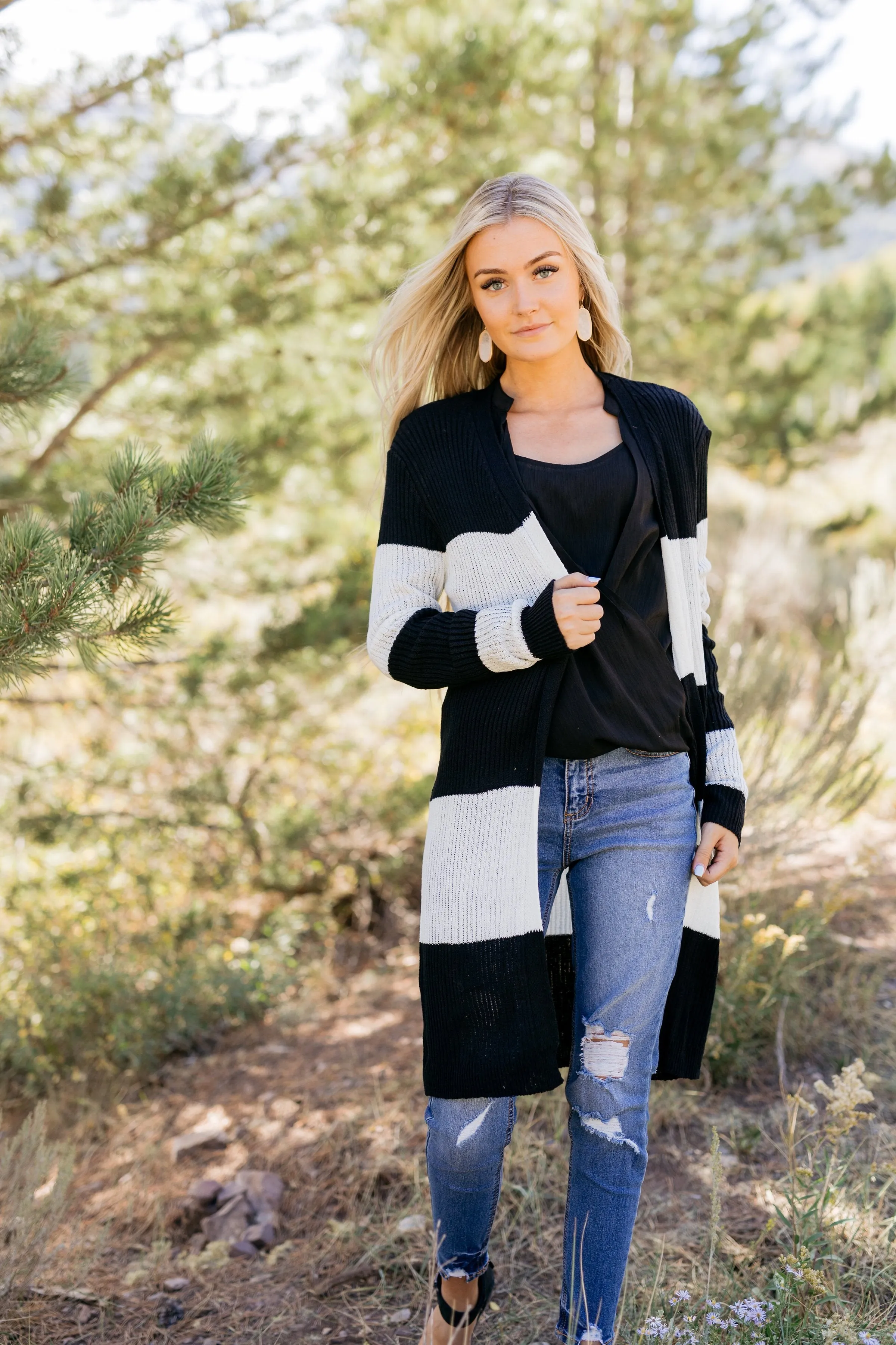 Look To The Cardigan In Black   White
