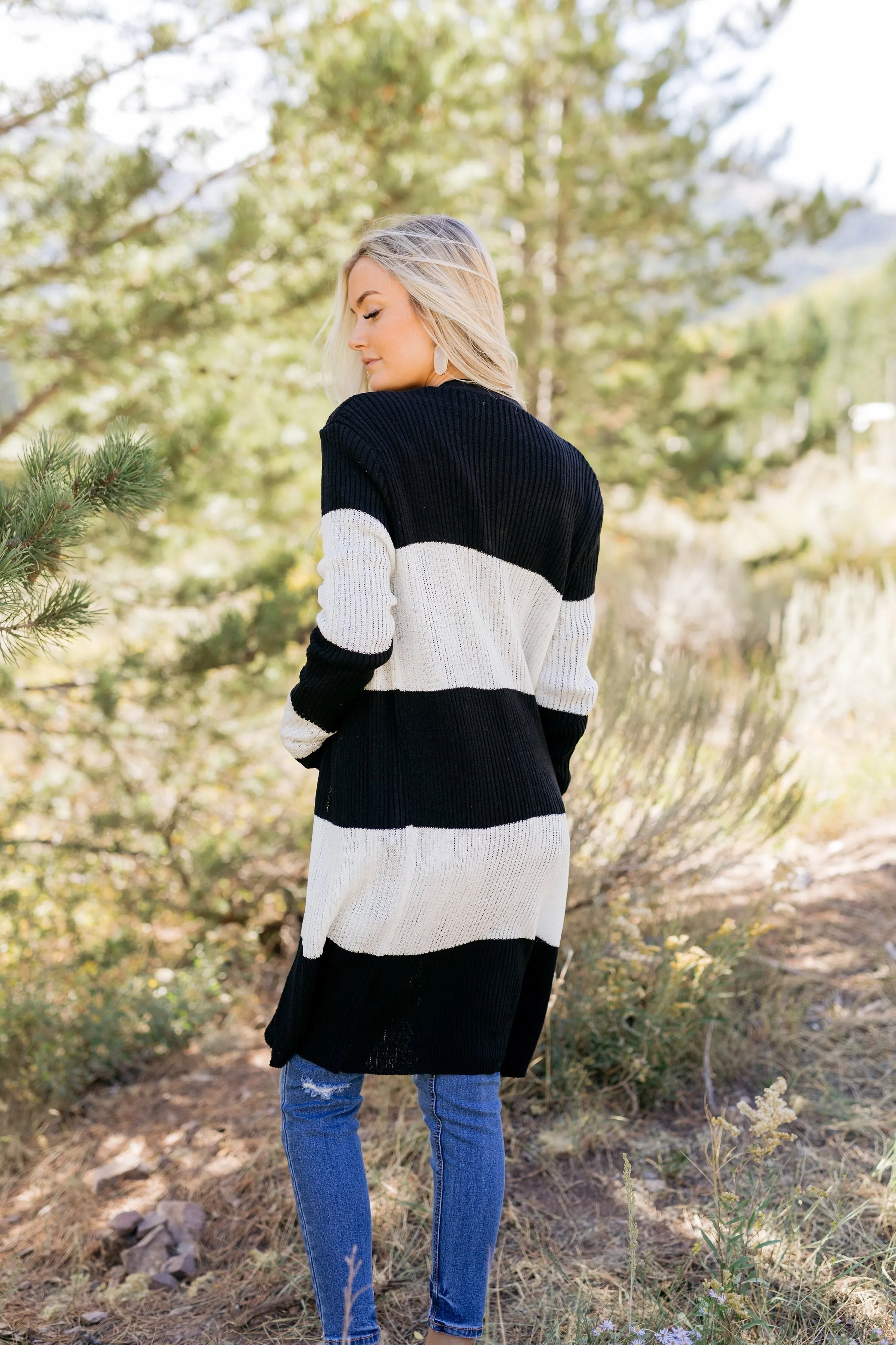 Look To The Cardigan In Black   White
