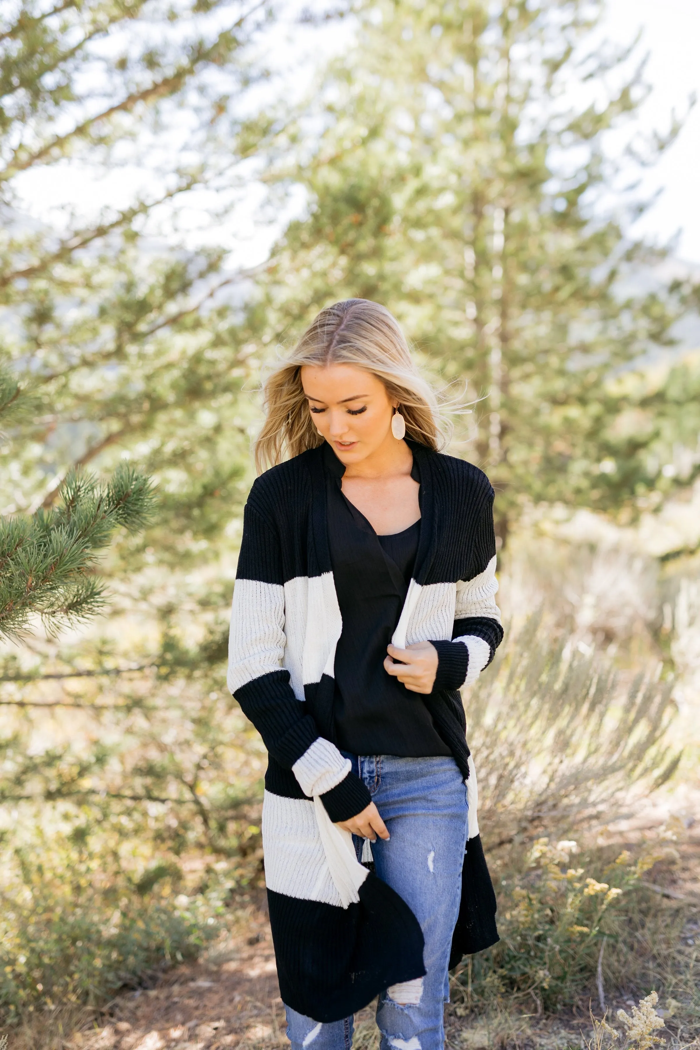 Look To The Cardigan In Black   White