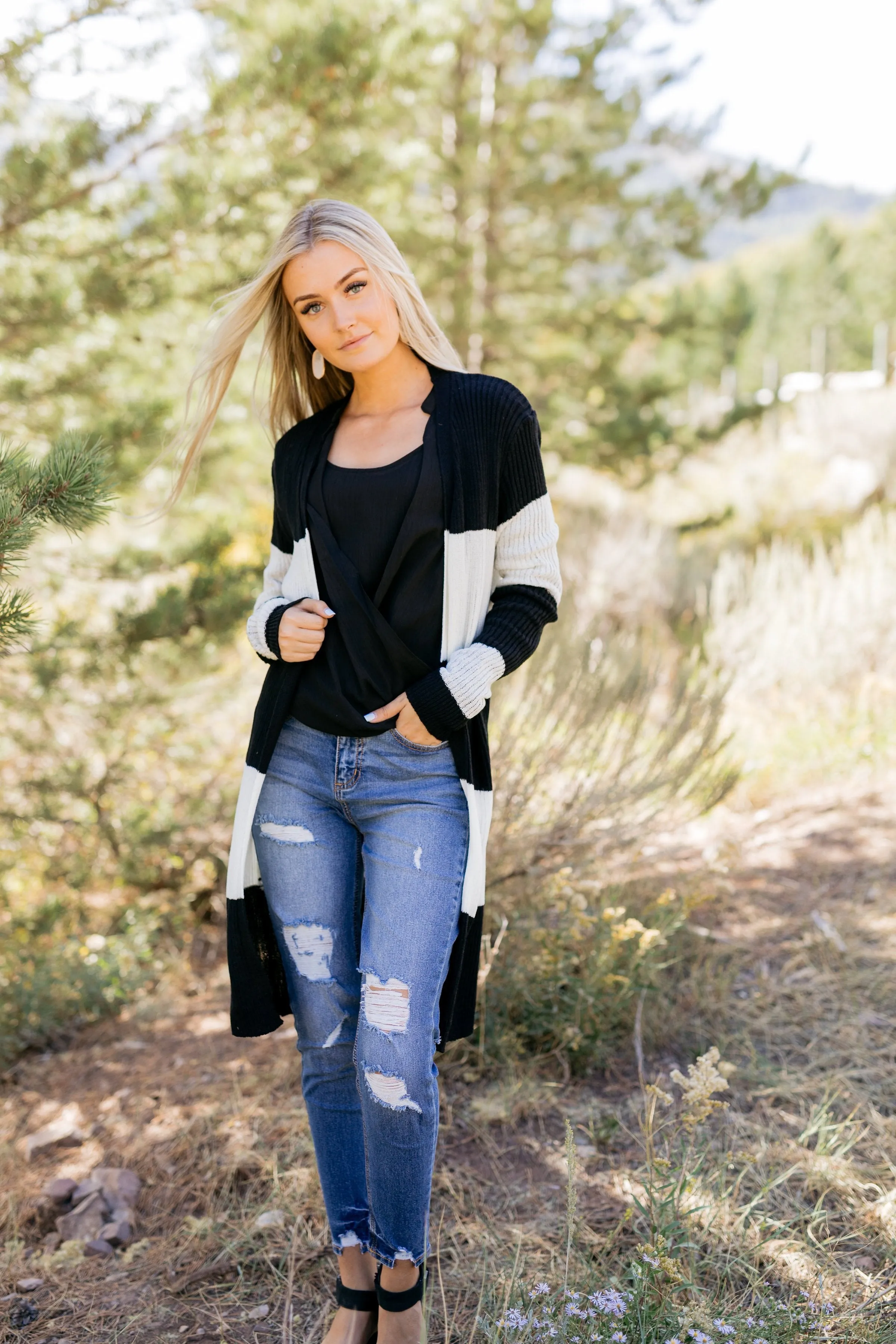 Look To The Cardigan In Black   White