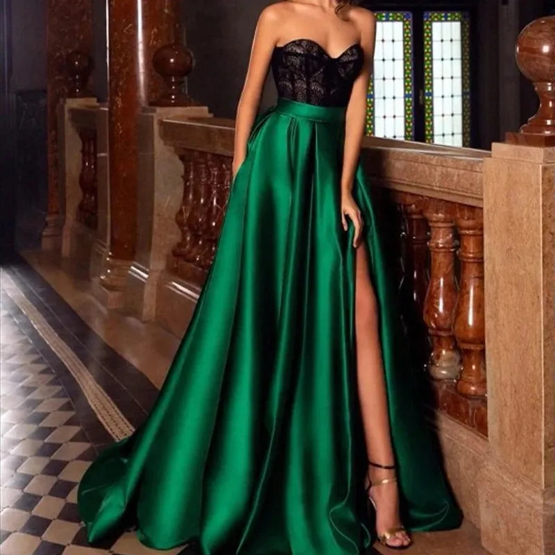 Luxury Evening prom Dresses Strapless A-LINE Sleeveless Floor-Length Chiffon