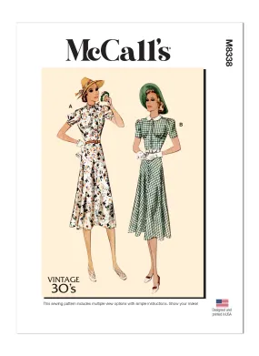 McCall's Pattern M8338 Miss Vintage Dresses and Belt
