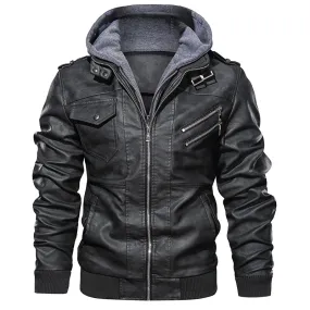 Men Autumn Casual Motorcycle PU Jacket Biker Leather Coats