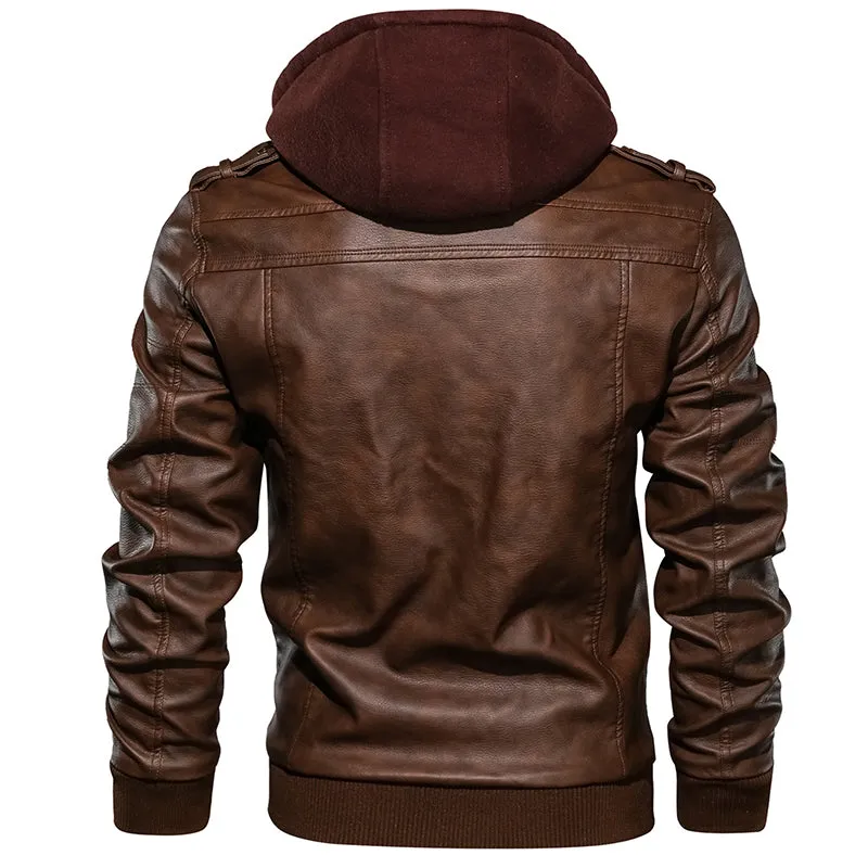 Men Autumn Casual Motorcycle PU Jacket Biker Leather Coats