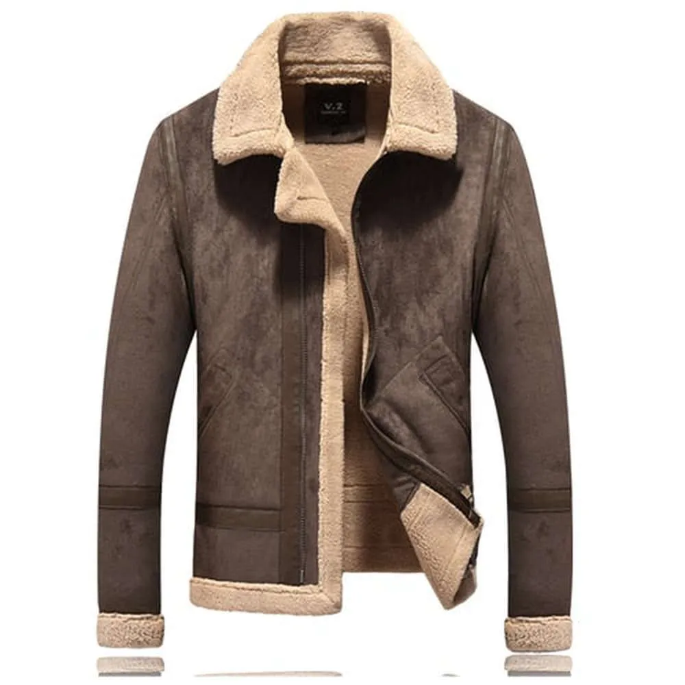 Men Thick PU Leather Lapel Locomotive Slim-fit Coats