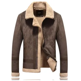 Men Thick PU Leather Lapel Locomotive Slim-fit Coats