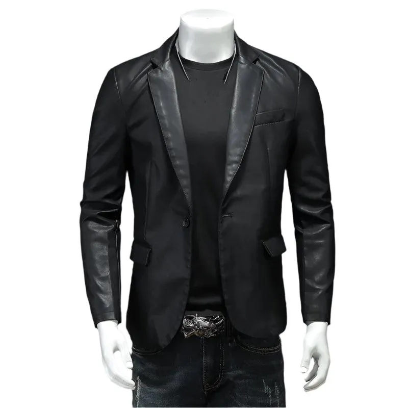 Men's Slim Fit Leather Jackets Motorcycle Coats -Leather Suede Outerwear (5XL)