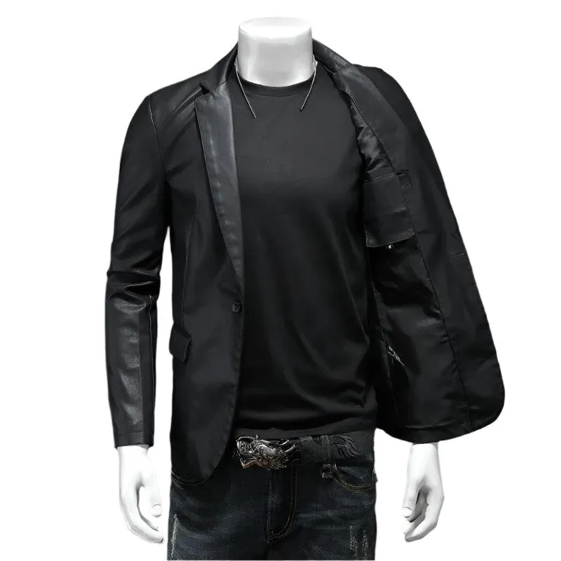Men's Slim Fit Leather Jackets Motorcycle Coats -Leather Suede Outerwear (5XL)
