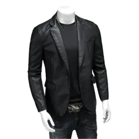 Men's Slim Fit Leather Jackets Motorcycle Coats -Leather Suede Outerwear (5XL)