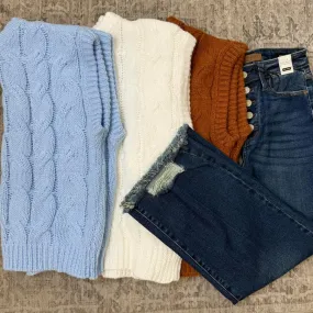 Navida - Cable Knit Sweater Vest - White