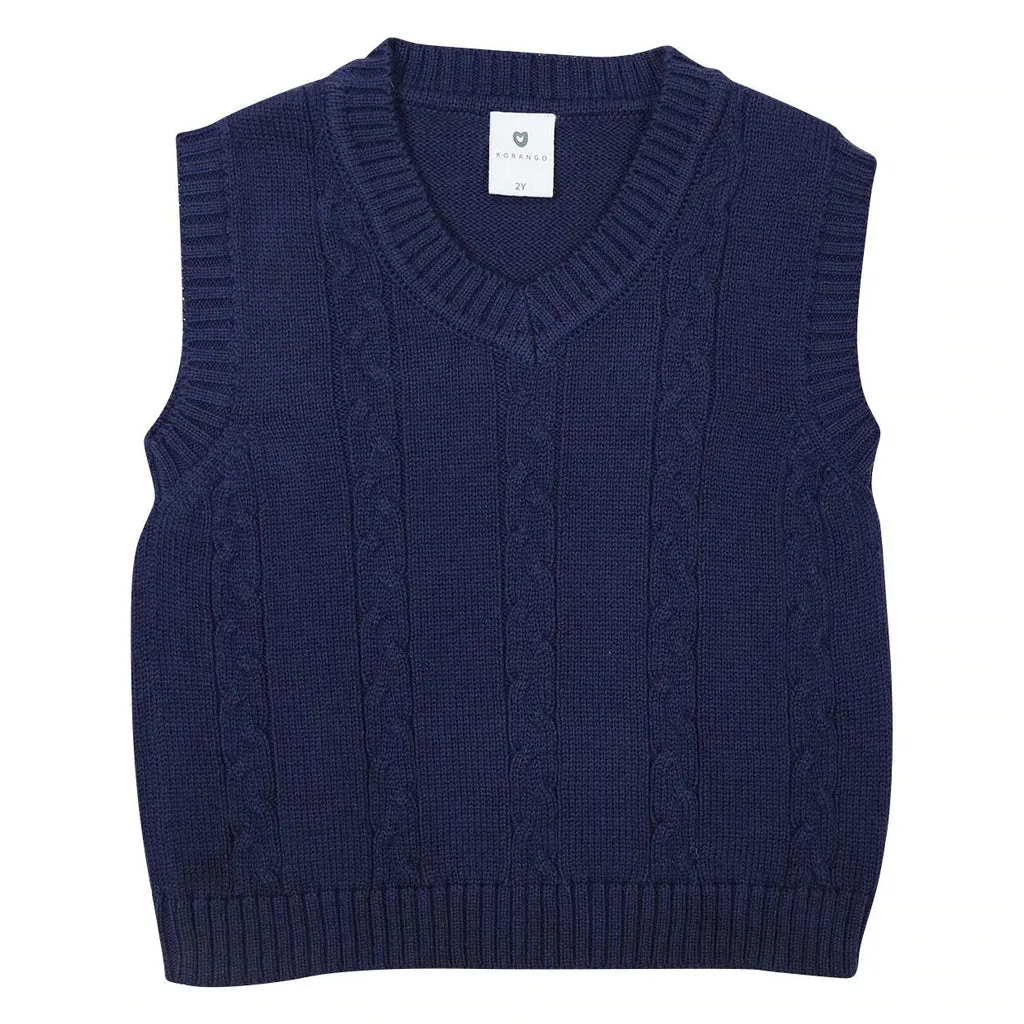 Navy Blue Cable Knit Vest