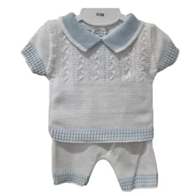 Ninas Y Ninos Stripped Cable 2 Piece White & Blue