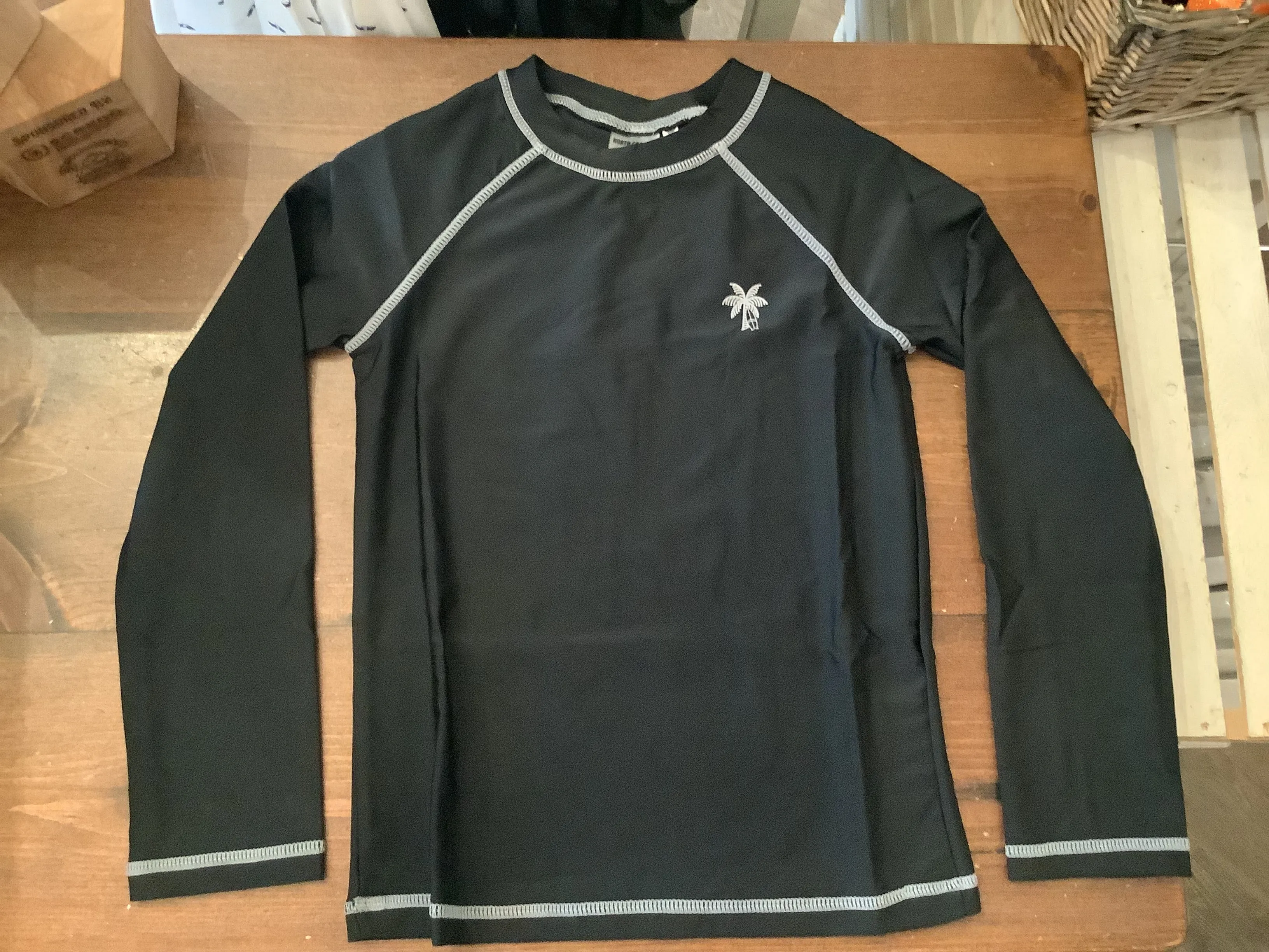 North Coast Boys Jet Black Rashguard Top: Size 8 to 16