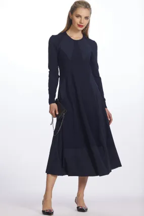 Paula Ryan Panel Flared Dress - Navy