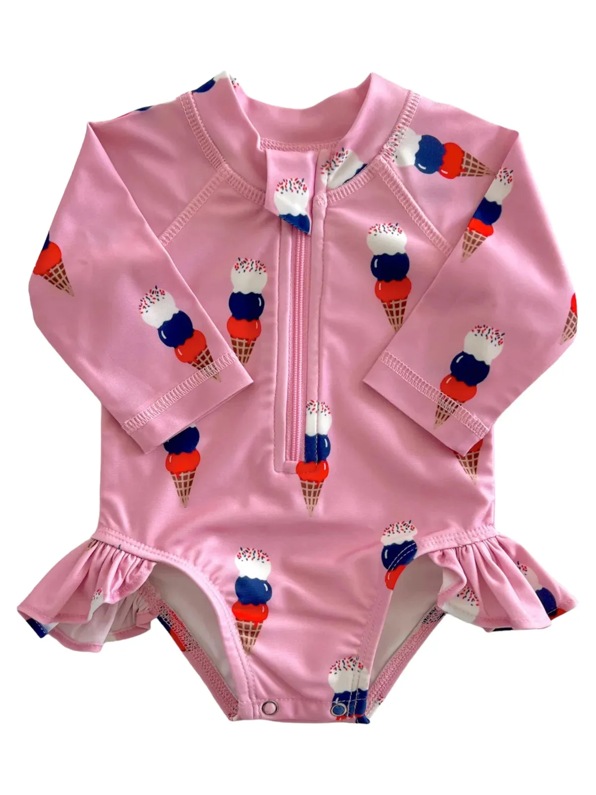 Pink Ice Cream / Skipper Rashguard Swimsuit / UPF 50 