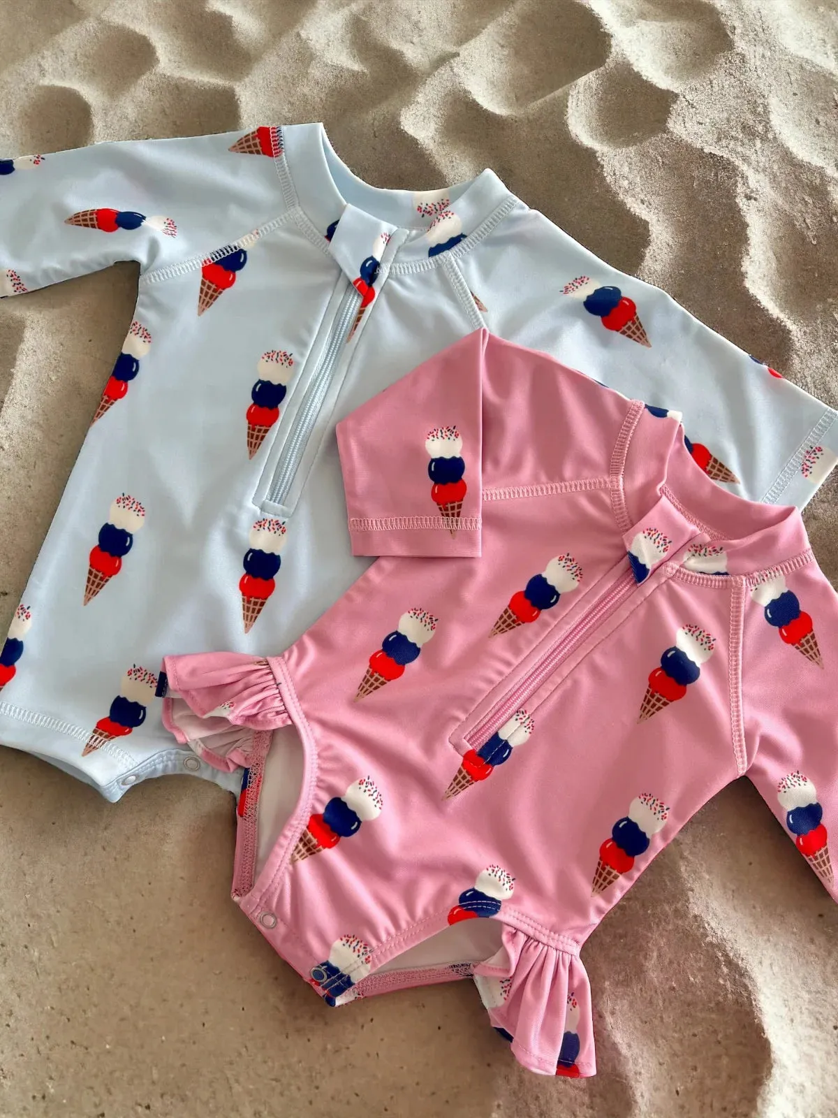 Pink Ice Cream / Skipper Rashguard Swimsuit / UPF 50 