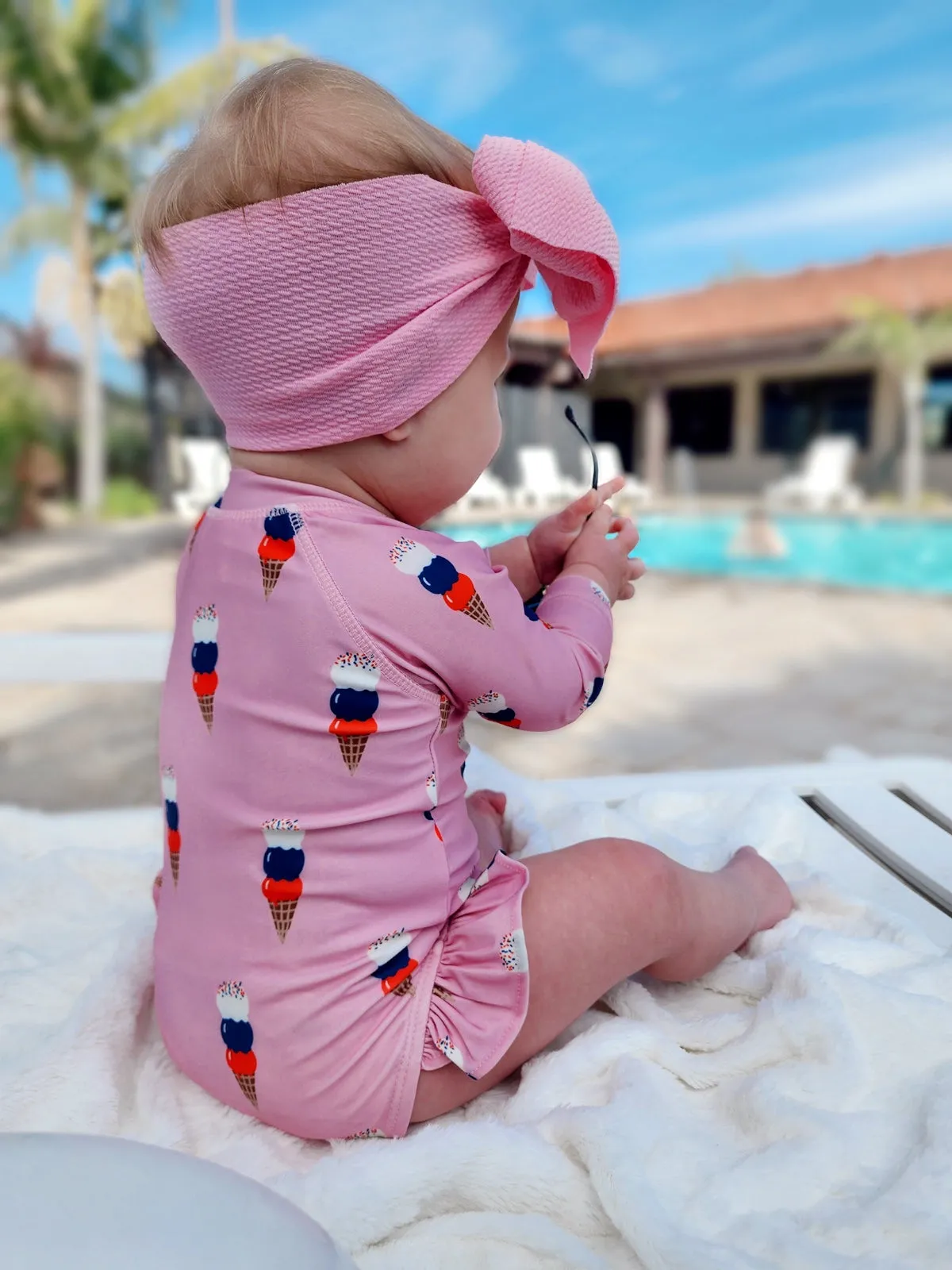 Pink Ice Cream / Skipper Rashguard Swimsuit / UPF 50 