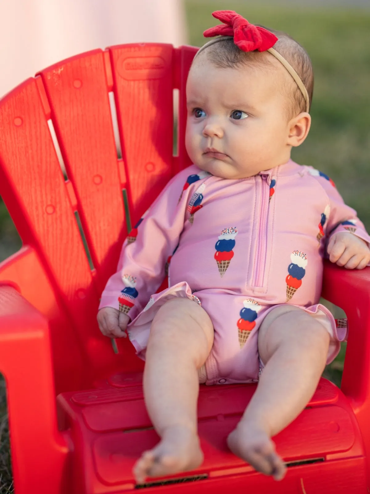 Pink Ice Cream / Skipper Rashguard Swimsuit / UPF 50 