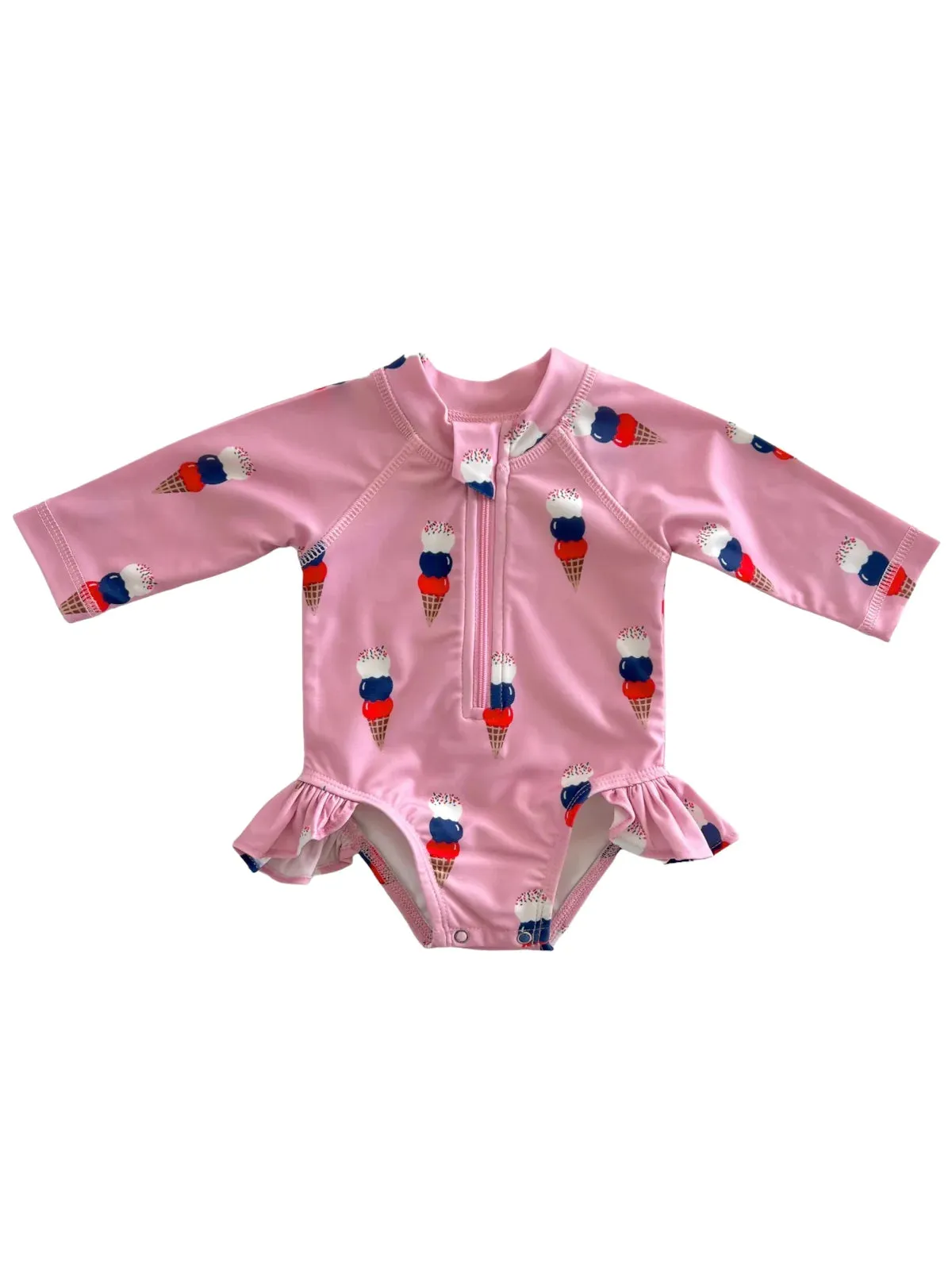 Pink Ice Cream / Skipper Rashguard Swimsuit / UPF 50 