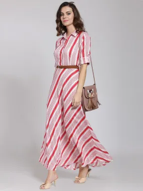 plusS Women White Checked Maxi Dress