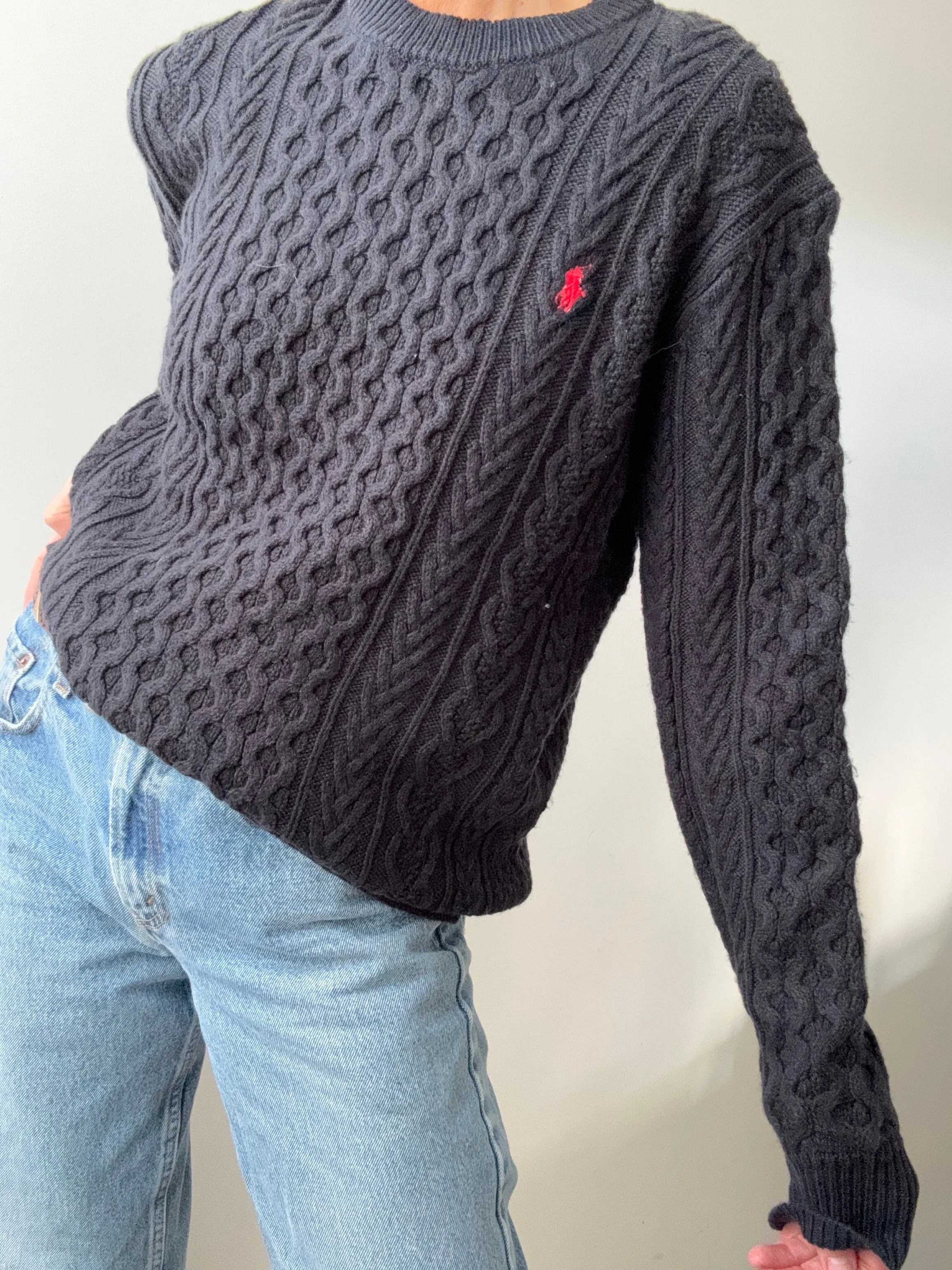 Ralph Lauren Wool Cable Knit Navy