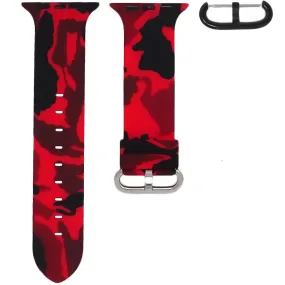 RED CAMO RUBBER STRAP FOR APPLE WATCH