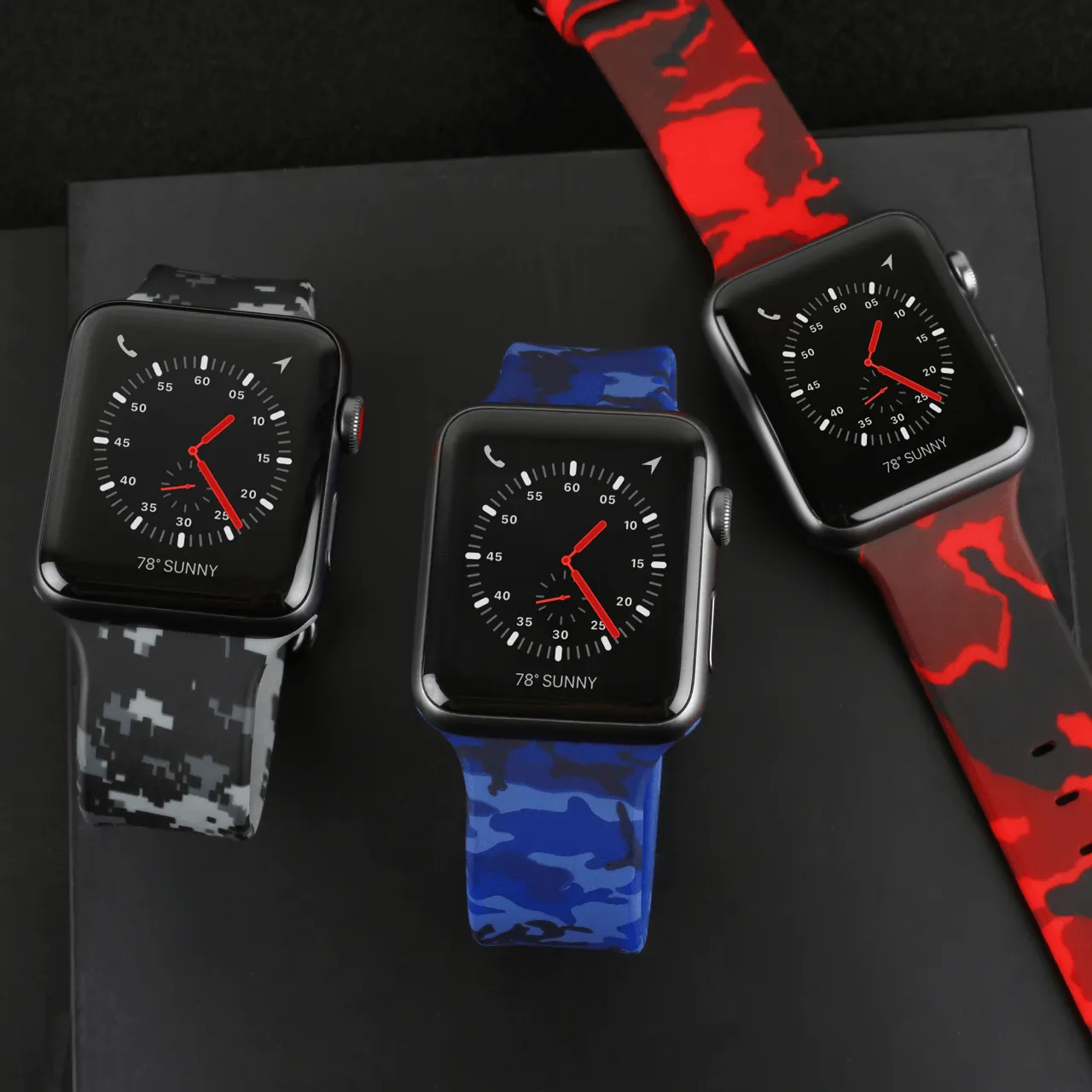 RED CAMO RUBBER STRAP FOR APPLE WATCH
