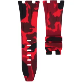 RED CAMO RUBBER STRAP FOR AUDEMARS PIGUET ROYAL OAK OFFSHORE 42MM TANG BUCKLE