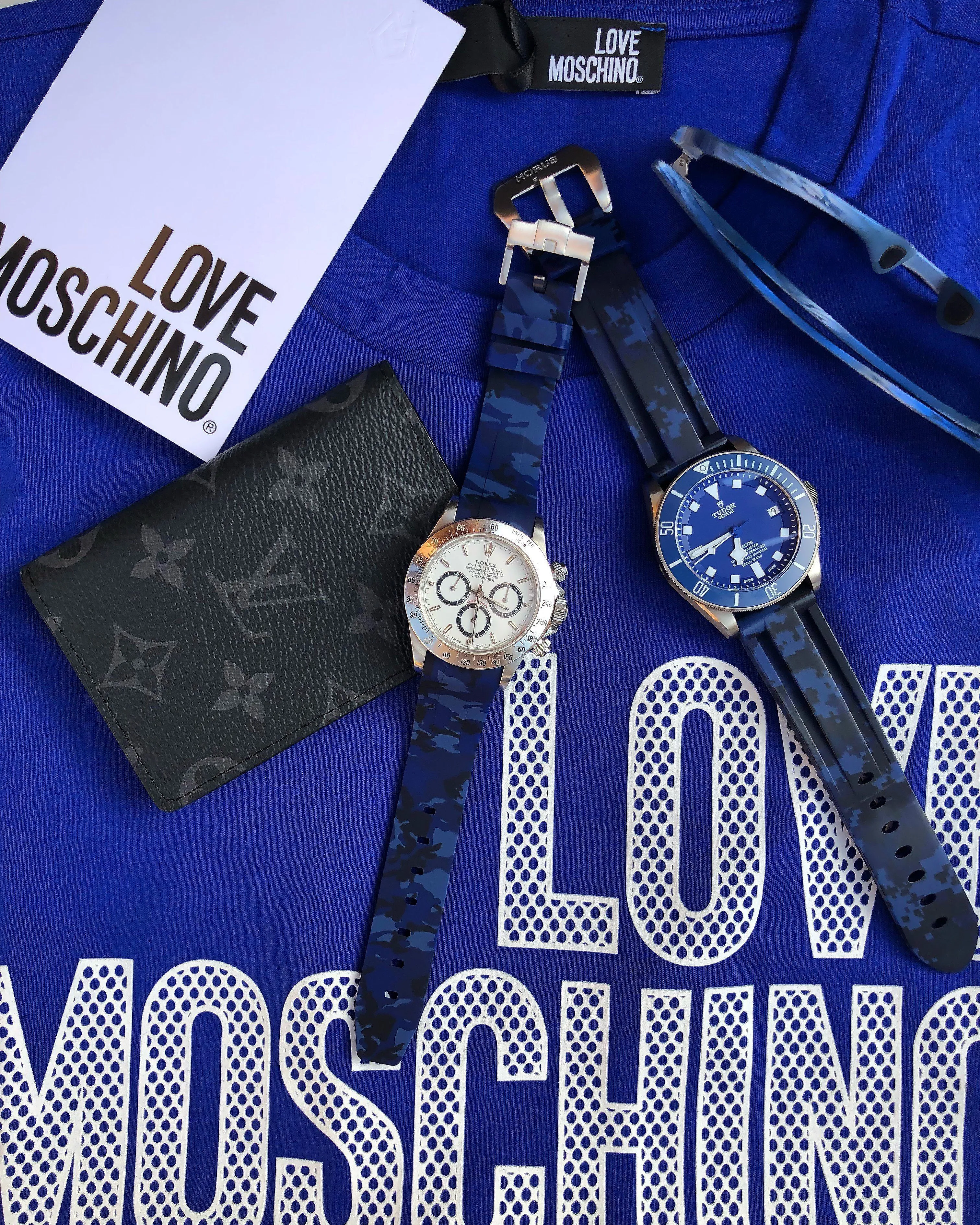 RUBBER STRAP FOR BELL & ROSS BR V2-93 - BLUE DIGI CAMO