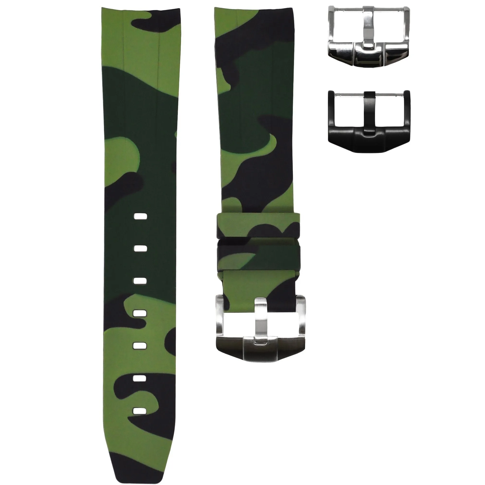 RUBBER STRAP FOR ROLEX EXPLORER II - GREEN CAMO