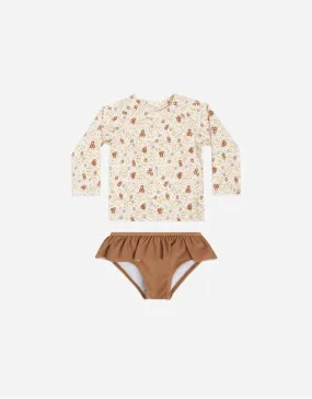 Rylee & Cru Girls Flower Field Rashgaurd Set: Size 2 to 9 Years