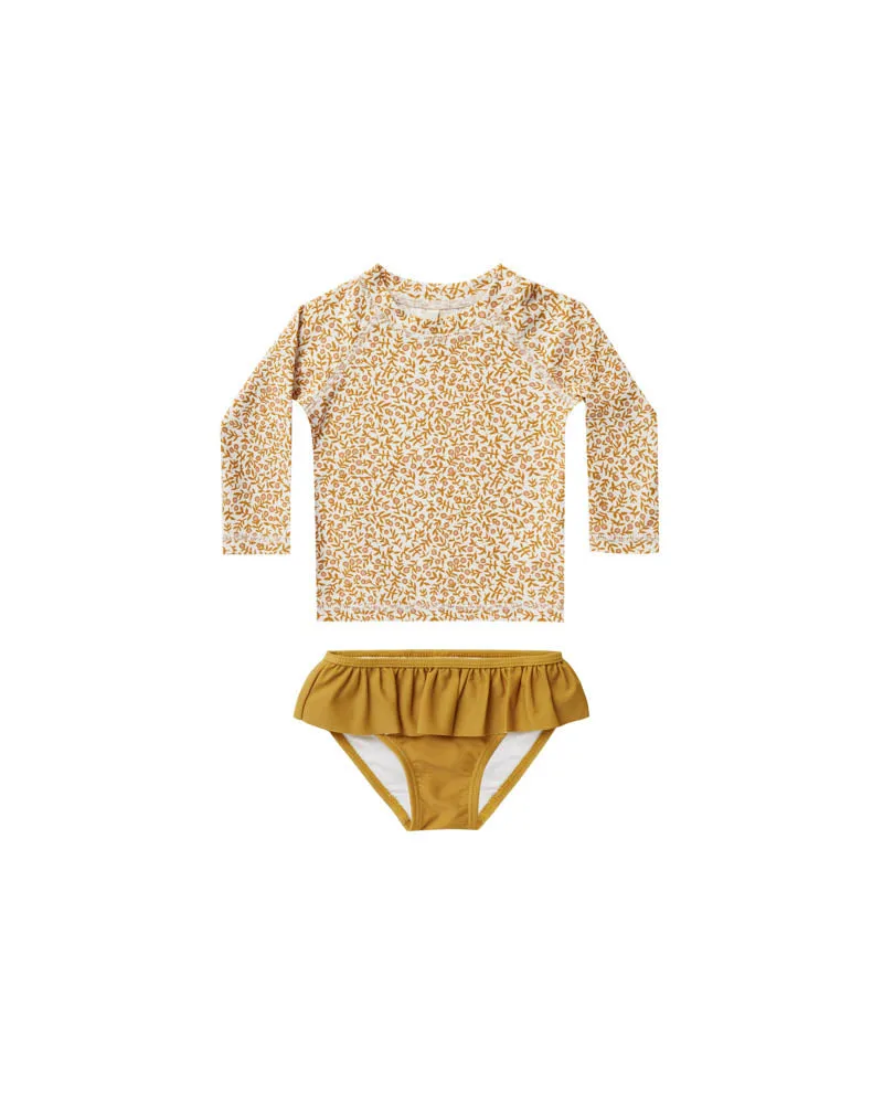 Rylee   Cru Marigold Girl's Swim Rashguard Set