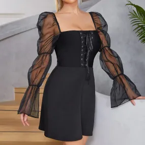 Sheer Flared Mini Dress