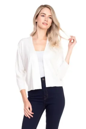 Short & Sweet White 3/4 Sleeve Cardigan Sweater (Size Small)
