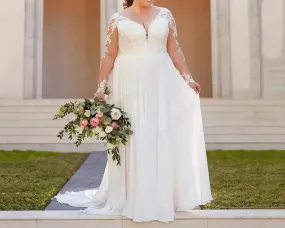 Simple Chiffon/Lace Applique Wedding Gown All Sizes/Colors