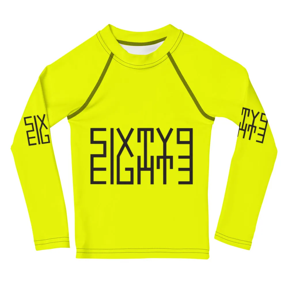 Sixty Eight 93 Logo Black & Lemonade Kids Rash Guard