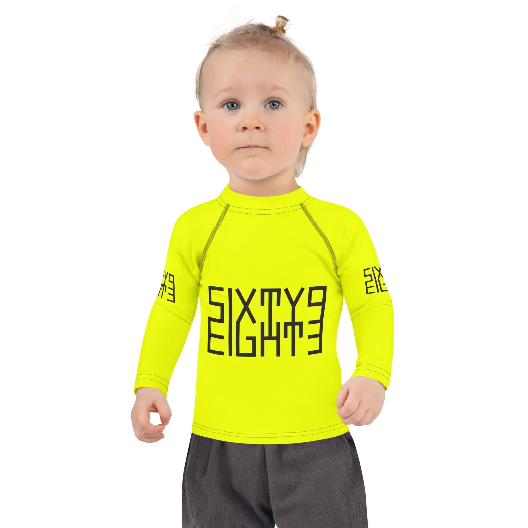 Sixty Eight 93 Logo Black & Lemonade Kids Rash Guard
