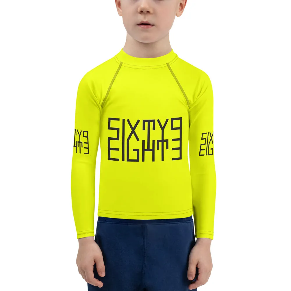 Sixty Eight 93 Logo Black & Lemonade Kids Rash Guard