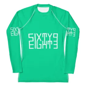 Sixty Eight 93 Logo White & Sea Green Women's Rash Guard