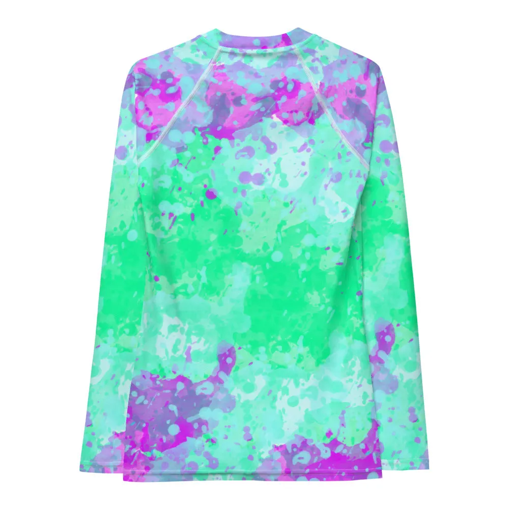 Sixty Eight 93 Logo White Incredible Marble Blue Women's Rash Guard