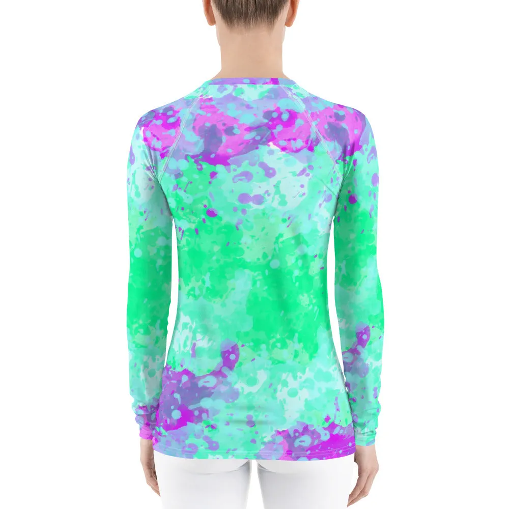 Sixty Eight 93 Logo White Incredible Marble Blue Women's Rash Guard