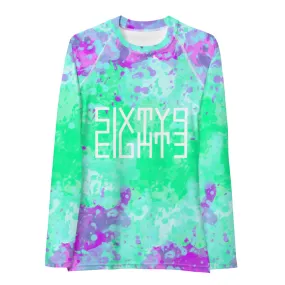 Sixty Eight 93 Logo White Incredible Marble Blue Women's Rash Guard