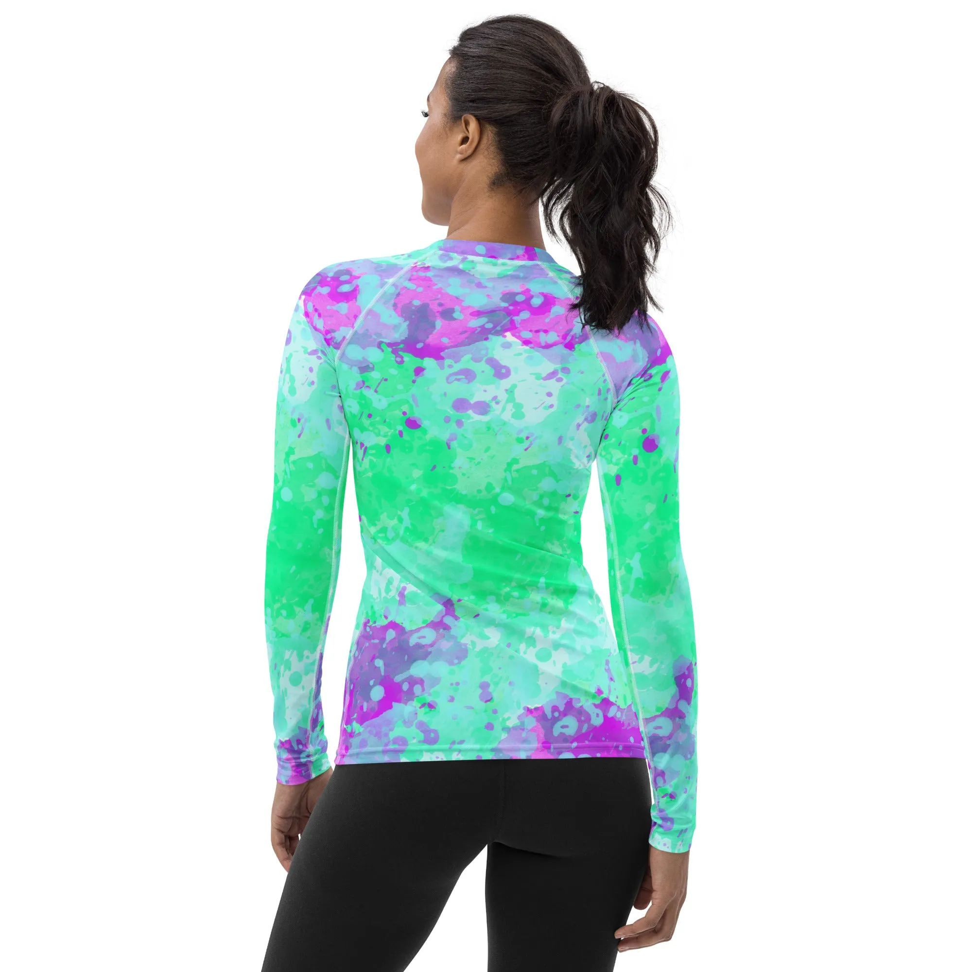 Sixty Eight 93 Logo White Incredible Marble Blue Women's Rash Guard