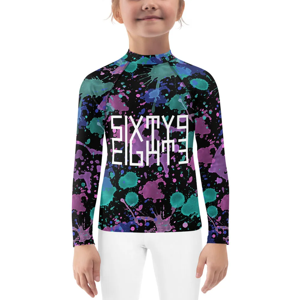 Sixty Eight 93 Logo White Splatter #7 Kids Rash Guard