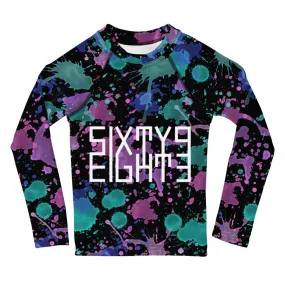 Sixty Eight 93 Logo White Splatter #7 Kids Rash Guard